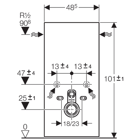 Geberit Monolith 131.002.SJ.1 szanitermodul talpon álló WC-hez, fekete üveggel P-könyökkel