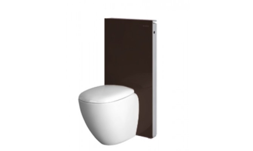 Geberit Monolith 131.002.SQ.1 szanitermodul talpon álló WC-hez, barna üveggel P-könyökkel