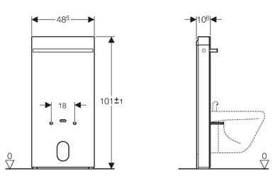 Geberit Monolith 131. 030. SQ. 1 barna üveg szerelőmodul fali bidéhez