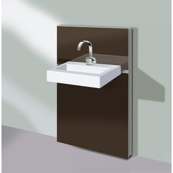 Geberit Monolith 131.051.SQ.1 barna üveg szerelőmodul mosdóhoz, álló csaptelephez, tároló nélkül