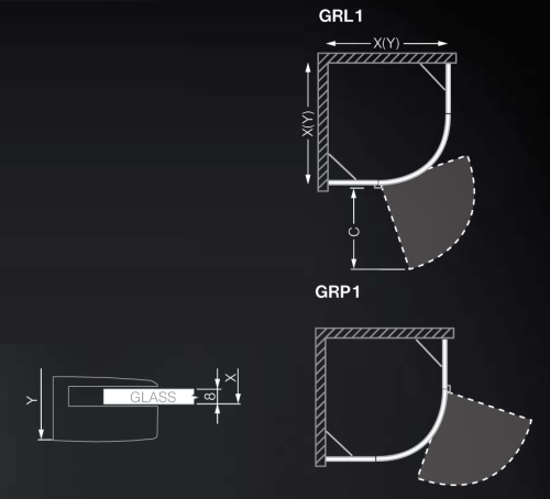 Roltechnik Elegant Line GRL(P)1 90x90 negyedköríves zuhanykabin