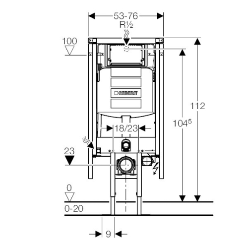 Geberit Duofix 111.390.00.5 WC szerelőelem fali WC részére, UP320 öblítőtartállyal, sarok kivitel