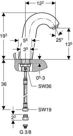 Geberit 60 automata mosdócsaptelep belső keverővel, hálózati 115.724.21.1