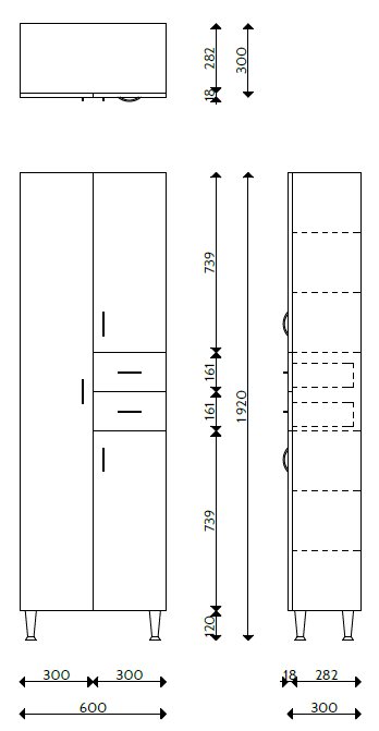 Tboss Bianka M60 fürdőszobai zárt álló szekrény (körte)