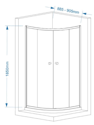 Aqualine ARLETA 90x90 cm-es negyedköríves zuhanykabin (HLS900)