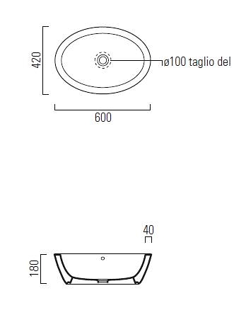 Sapho GSI PANORAMA Ellipse 60x42x18 cm mosdó túlfolyóval (664911)