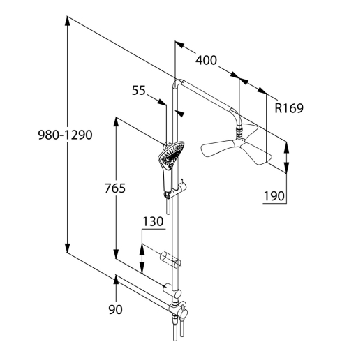 KLUDI FIZZ DUAL SHOWER SYSTEM 6709305-00