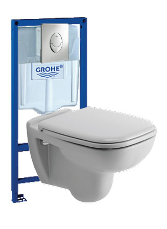 Grohe Rapid SL 38528 001 szerelőelem fali WC-hez  szerelő elem kompletten nyomólappal, wc-vel, ülőkével