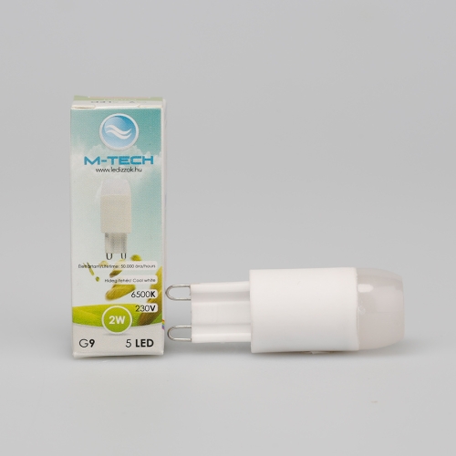 M-Tech G9 Spot 5 LED SMD, 230V, 2W, 150Lm Hideg Fehér 6500K, MTL801 led izzó