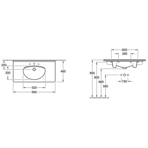 Villeroy & Boch Omnia Pro 95x48,5 cm-es beépíthető mosdó 61259501