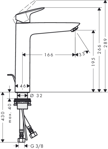 Hansgrohe Logis egykaros magasított mosdócsaptelep kerámiabetét kétféle átfolyási mennyiséggel 71095 000 (71095000)