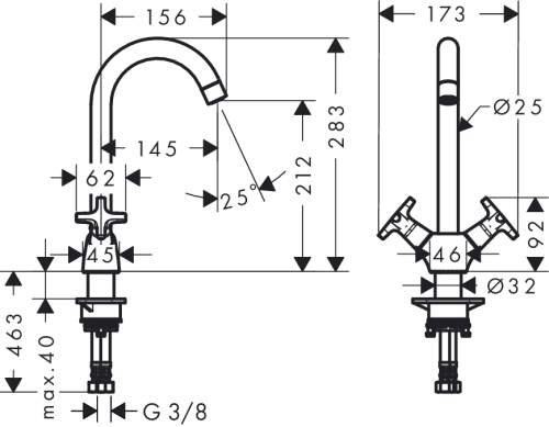 Hansgrohe Logis Classic kétkaros mosogató csaptelep 71285 000 (71285000)