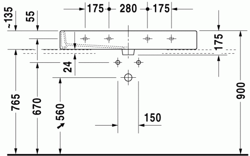 Duravit Vero 100x47 cm mosdó 0454100000
