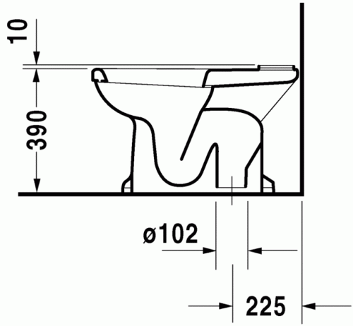 Duravit 1930 alsó kifolyású monoblokkos wc, tartály nélkül 0227010000