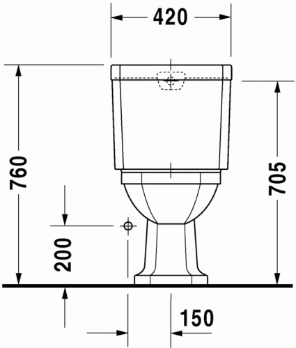 Duravit 1930 alsó kifolyású monoblokkos wc, tartály nélkül 0227010000