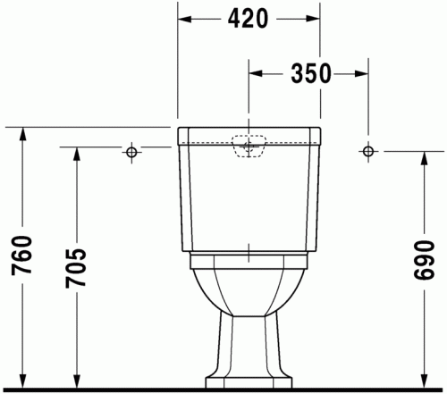 Duravit 1930 alsó kifolyású monoblokkos wc, tartály nélkül 0227010000