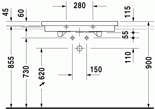 Duravit 2nd floor 80x50 cm mosdó csiszolt 0491800027