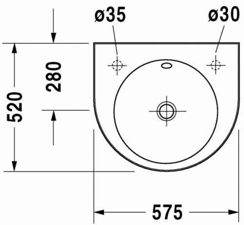 Duravit Architec 57,5x52 cm mosdó csaplyuk-kikönnyítés balra, kikönnyítés szappanadagolónak jobbra 0450580000
