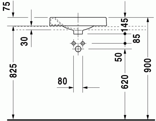 Duravit Architec 50x50 cm ráültethető mosdó csaplyuk jobbra 0320500008