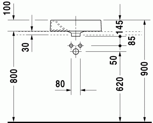 Duravit Architec 45x45 cm ráültethető mosdó csaplyuk balra 032045 00 09