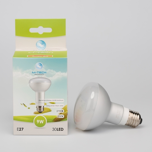 M-Tech E27 reflektor R80 30 SMD LED 230V, 9W, 800Lm Meleg Fehér 2700K, MTL909 led izzó