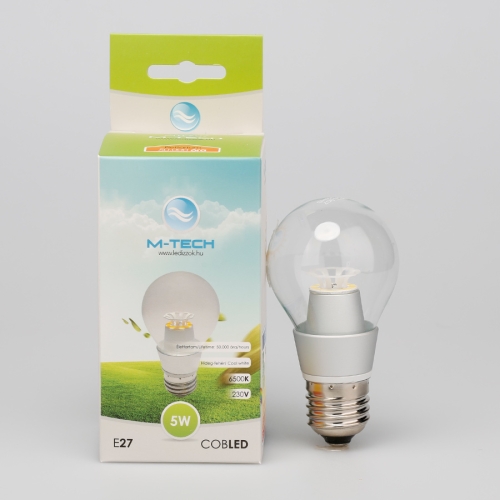 M-Tech E27 Global 1 COB LED 230V, 5W, 400Lm hideg Fehér 6500K, aluminium, MTL907 led izzó