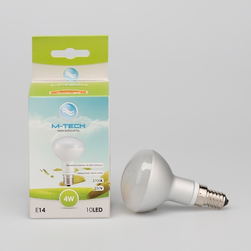 M-Tech E14 reflektor R50 10 SMD LED 230V, 4W, 350Lm Meleg Fehér 2700K, MTL908 led izzó