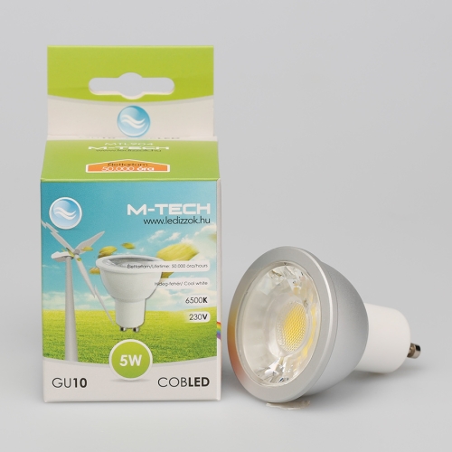 M-Tech GU10 Spot 1 COB LED 230V, 5W, 420Lm Hideg Fehér 6500K, MTL904 led izzó