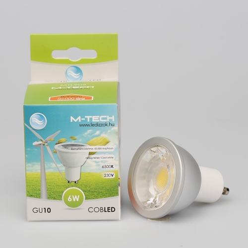 M-Tech GU10 Spot 1 COB LED 230V, 6W, 550Lm Hideg Fehér 6500K, MTL905 led izzó