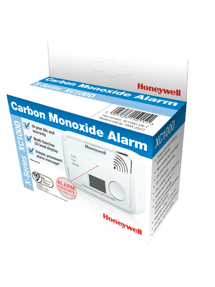 Honeywell XC100D-HU szén-monoxid érzékelő vészjelző digitális kijelzővel (H450 utódja)