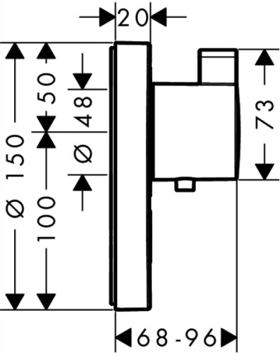 Hansgrohe ShowerSelect S termosztátos highflow csaptelep, falsík alatti szereléshez, 1+1 fogyasztóhoz 15742 000 (15742000)