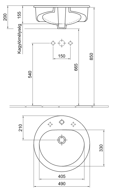 Alföldi Saval 2.0 50 cm beépíthető mosdó 7011 50 01