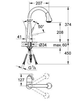Grohe Zedra Egykaros mosogató csaptelep 32294 001 (32294001)
