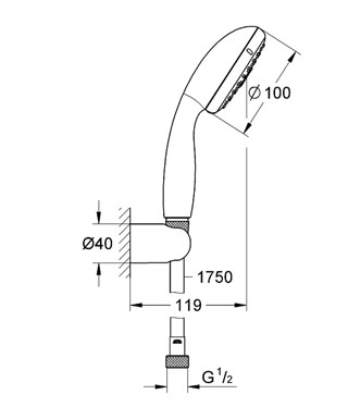 Grohe Tempesta 100 zuhanyszett fix tartóval 27849 001 (27849001)