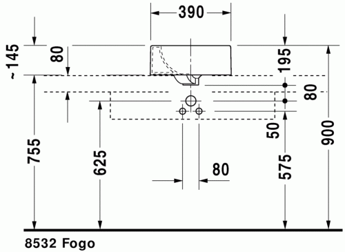 Duravit Architec 40x40 cm-es ráültethető mosdó bal oldali csaplyukkal, fehér 032040 00 09 (K)