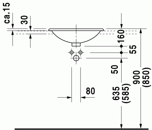 Duravit Architec Ø 50 cm-es beépíthető mosdó 031850 00 00