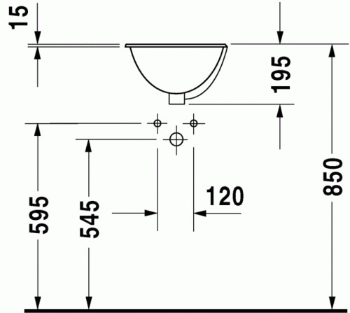 Duravit Architec Ø 33,5 cm-es beépíthető mosdó Bali 0473340031