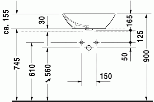 Duravit Bacino 55x42 cm-es ráültethető mosdó 0334520000