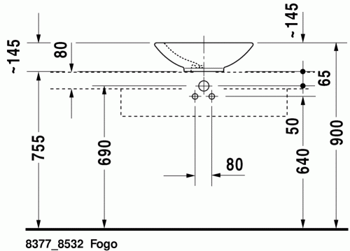 Duravit Bagnella Ø 48 cm-es ráültethető mosdó 0451480000