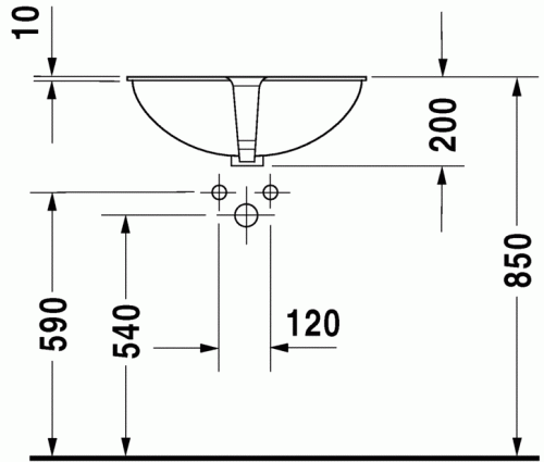 Duravit Santosa 51x37,5 cm-es alulról beépíthető mosdó 0466510022