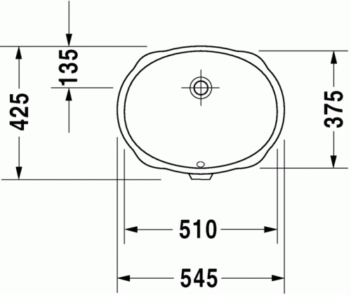 Duravit Santosa 51x37,5 cm-es alulról beépíthető mosdó 0466510022