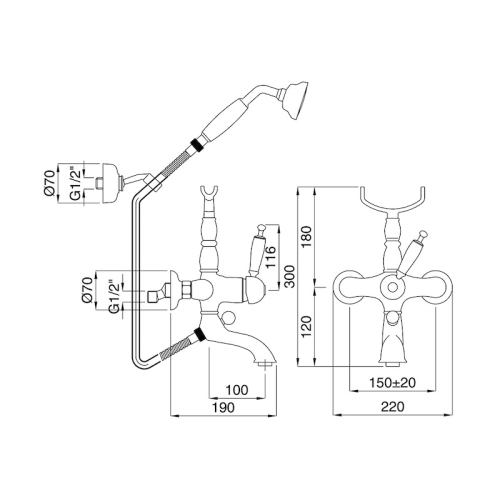 Bugnatese Oxford 6302BR Kádcsaptelep zuhanyszettel BR / BRONZ
