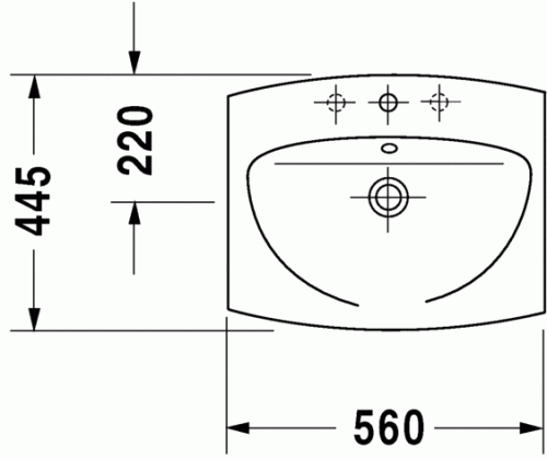 Duravit Caro 56x44,5 cm-es beépíthető mosdó 046157 00 00