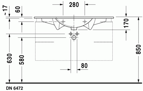 Duravit Darling New 103x54,5 cm-es bútorral aláépíthető mosdó 0499100000