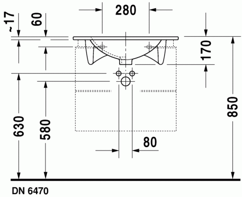 Duravit Darling New 63x52 cm-es bútorral aláépíthető mosdó 0499630000