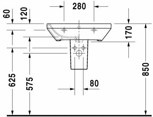 Duravit Durastyle 60x44 cm-es mosdó 2319600000