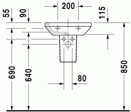 Duravit Durastyle 45x33,5 cm-es kézmosó 0708450000