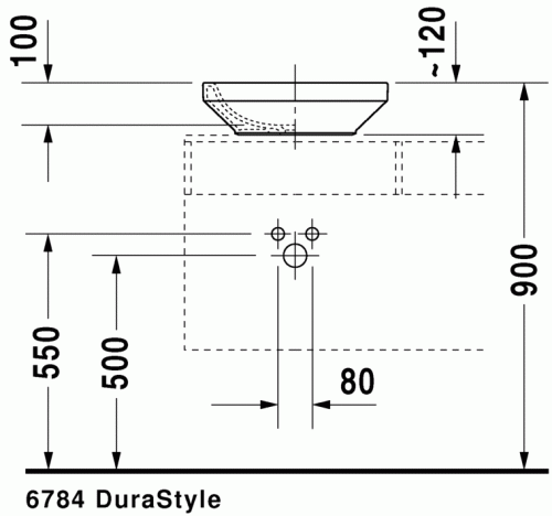 Duravit Durastyle 43x43 cm-es ráültethető mosdó 0349430000