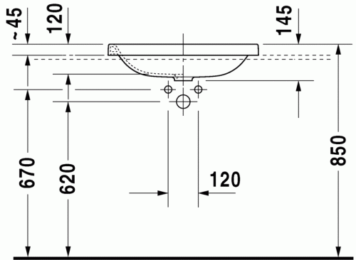 Duravit Durastyle 60x43 cm-es beépíthető mosdó 0372600000