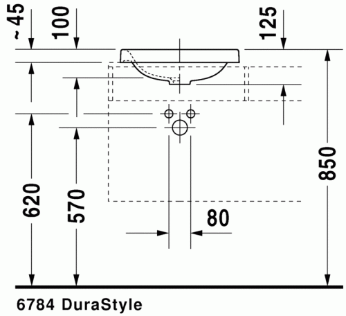 Duravit Durastyle 43x43 cm-es beépíthető mosdó 0372430000